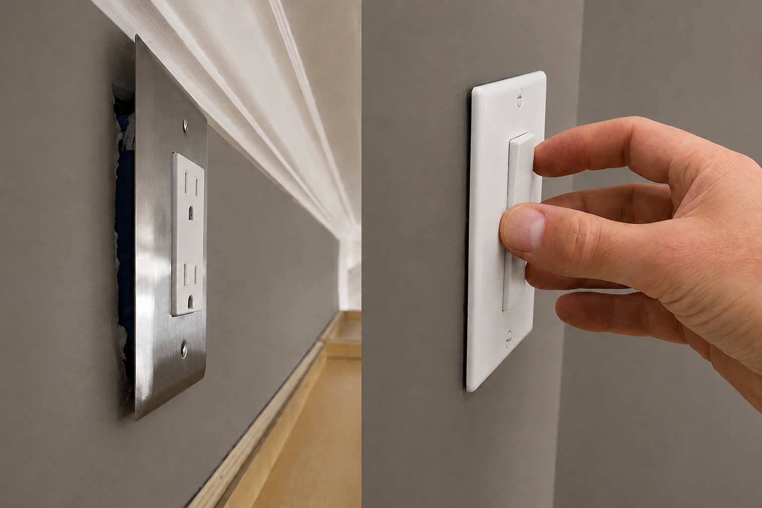 Монтаж KNX-выключателя в углублённый подрозетник с правильной укладкой шины