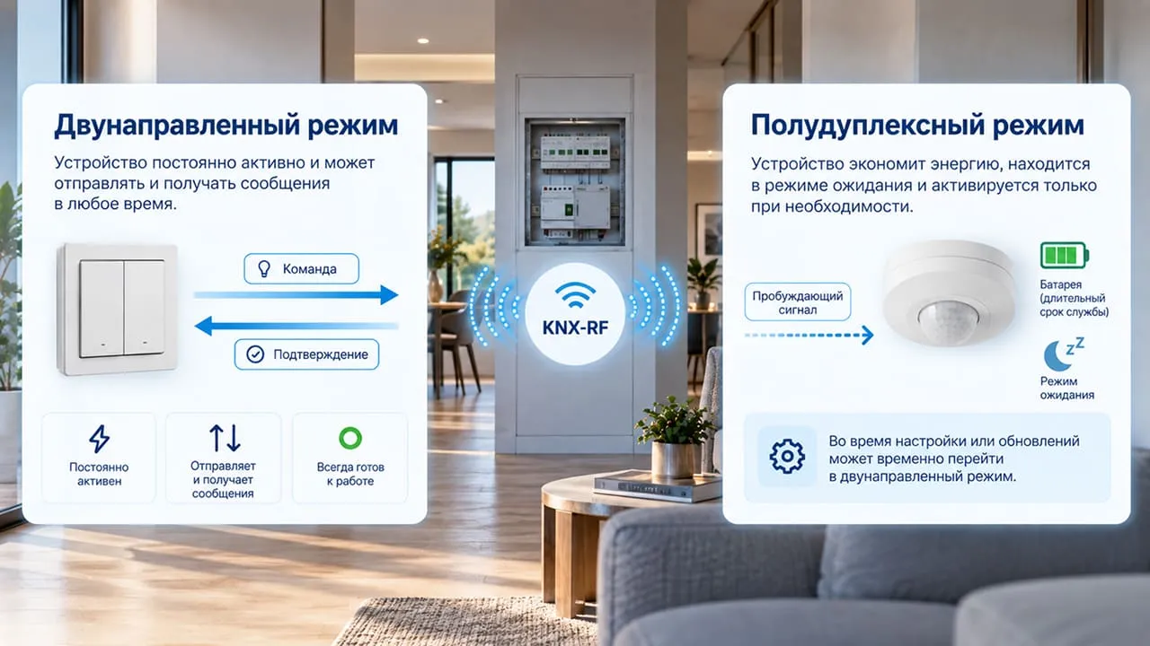 Как работает KNX-RF: режимы работы