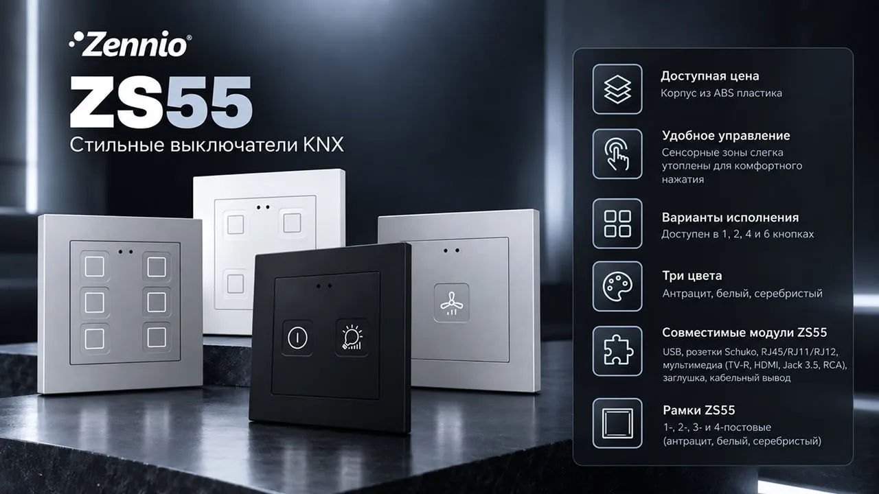 Линейка Zennio Tecla 55 серии ZS55