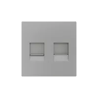 Zennio 830001306 ZS55, Декоративная накладка для разъема RJ45 55x55 мм, 2 вставки, Серебристый
