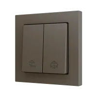 Zennio ZS552PB2MC ZS55, Двойная мягкая кнопка для 2 бинарных входов 55x55 мм – цвет мокко – на заказ