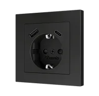Zennio ZS55CSC2USA ZS55. Крышка для розетки Schuko с USB-портами C и A 55x55 мм - Антрацит