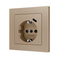 Zennio ZS55CSC1USC ZS55. Заглушка для розетки Schuko с USB-C 55x55 мм - шампань