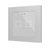 Zennio ZVIFR55X2S Flat RGB 55 X2. Емкостный сенсорный переключатель с RGB-подсветкой (55 x 55 мм), 2 кнопки, серебряный