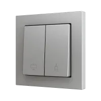 Zennio ZS552PB2SC ZS55, Двойная мягкая кнопка для 2 бинарных входов 55x55 мм – цвет серебра – на заказ