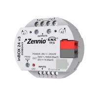 Zennio ZIOIB24V3 Многофункциональный привод для скрытого монтажа с 2 выходами (16 A C-нагрузка) и 4 аналого-цифровыми входами, inBOX 24 v3