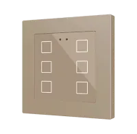 Zennio ZVIFR55X6C Flat RGB 55 X6. Емкостный сенсорный переключатель с RGB-подсветкой (55 x 55 мм), 6 кнопок, шампань