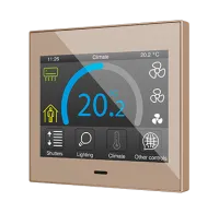 Zennio ZVIZ35V3C Емкостная сенсорная панель с 3,5-дюймовым дисплеем и датчиком влажности Z35 v3, цвет: шампань
