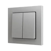 Zennio ZS552PB2S ZS55, Двойная мягкая кнопка для 2 бинарных входов 55x55 мм – Серебристый
