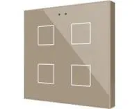 Zennio ZVIFR4C Flat RGB 4. Емкостный сенсорный переключатель с RGB-подсветкой Flat RGB, 4 кнопки, шампань