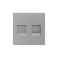Zennio 830001306 ZS55, Декоративная накладка для разъема RJ45 55x55 мм, 2 вставки, Серебристый