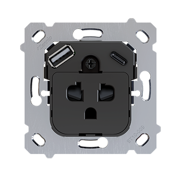 Zennio ZS55IEUA2US ZS55 — евро-американская розетка с USB C+A