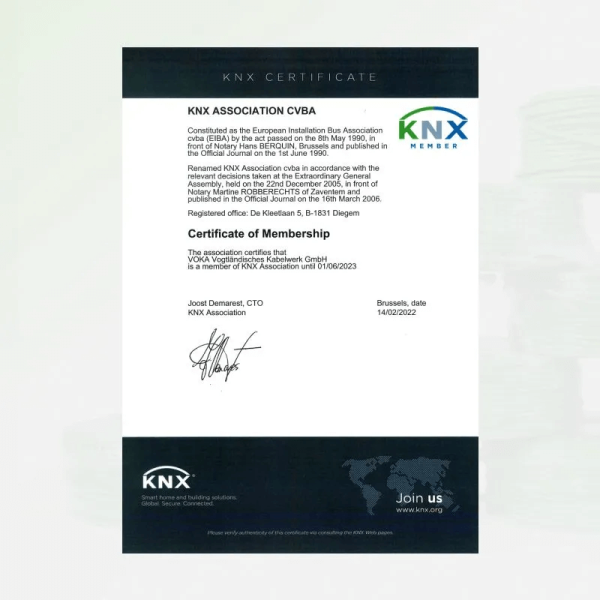 Voka KNX кабель VOKA EIB/KNX recognized BUS CABLE J-Y(St)Yh 2x2x0,8 EN 50575 Class Eca Made in Germany